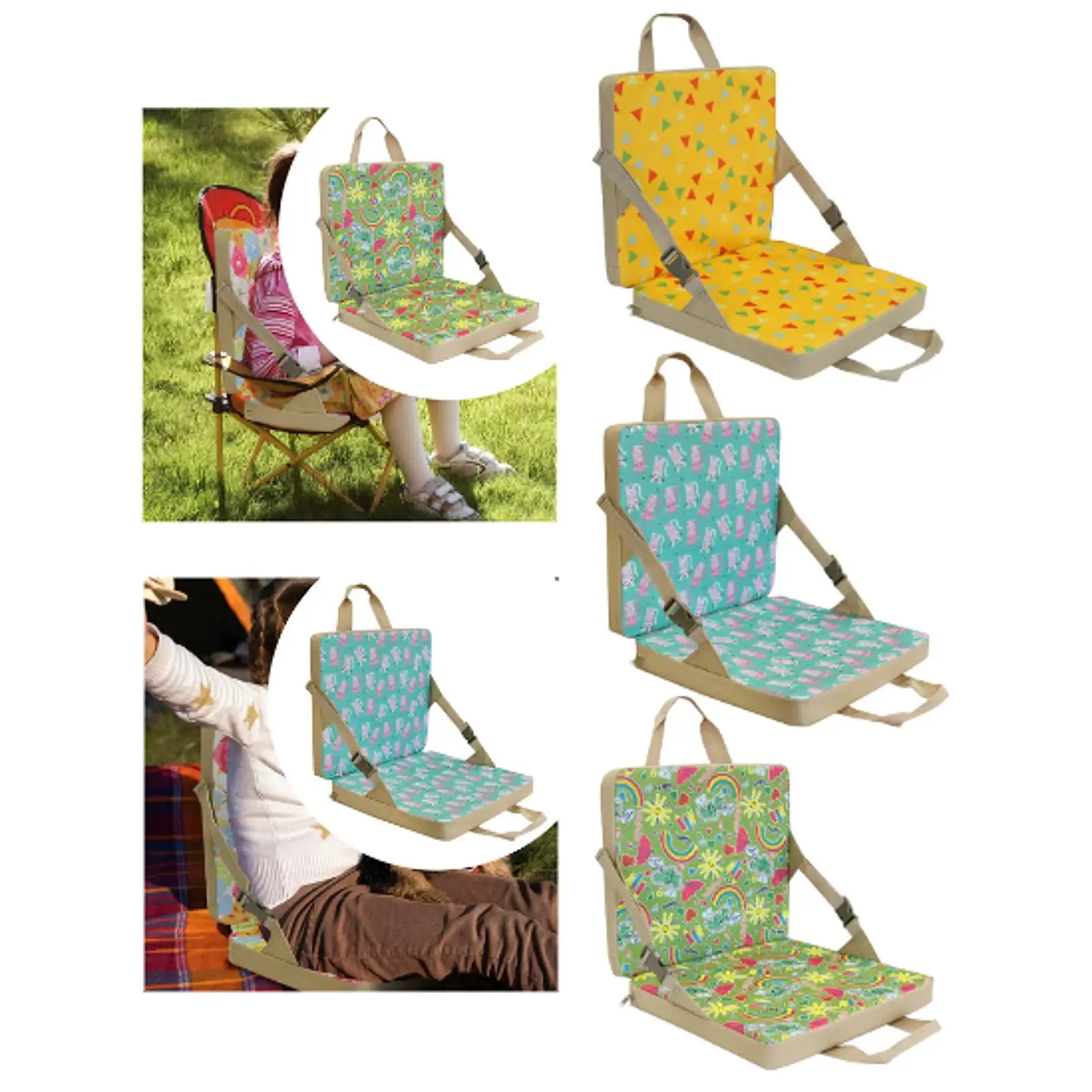 Foldable Stadium Cushion Children Camping Cushion for Hiking Backyard Picnic