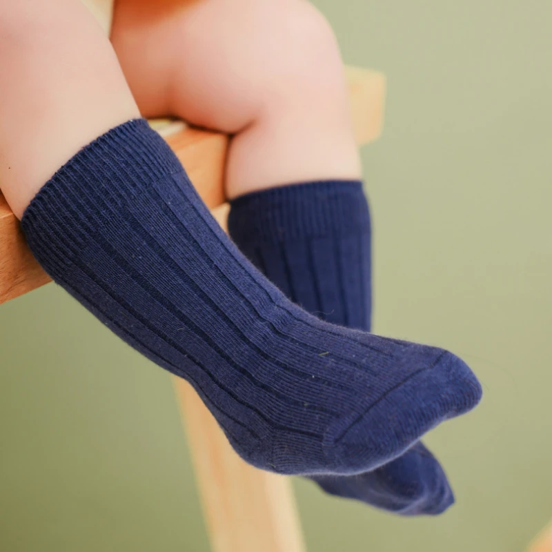 Baby Socks Newborn Kids Infant Girls Boys Knee High Sock Toddler Girl Solid Cotton Stripe Plain Long Sock For 0-3 Years Children - Image 2