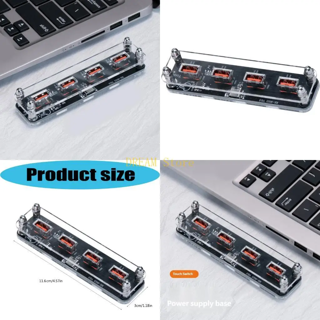 Clear Acrylic USB Hub with 4 Port for Simultaneous Charging of Electronics Best Sale