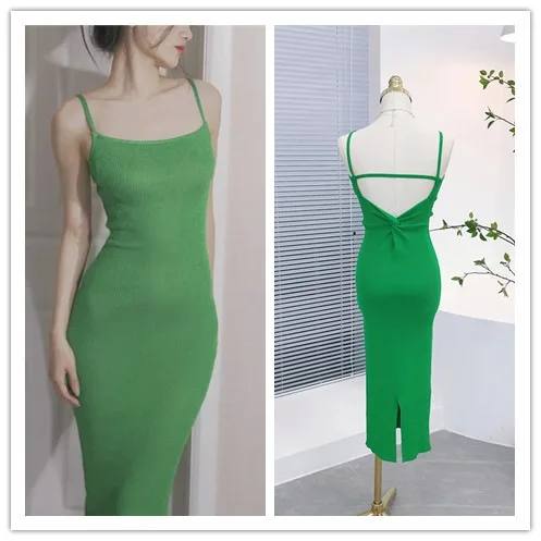 7014 الصيف هونغ كونغ نمط مثير المؤنث خارج الكتف عارية الذراعين تويست تصميم شق حزام تانك اللباس