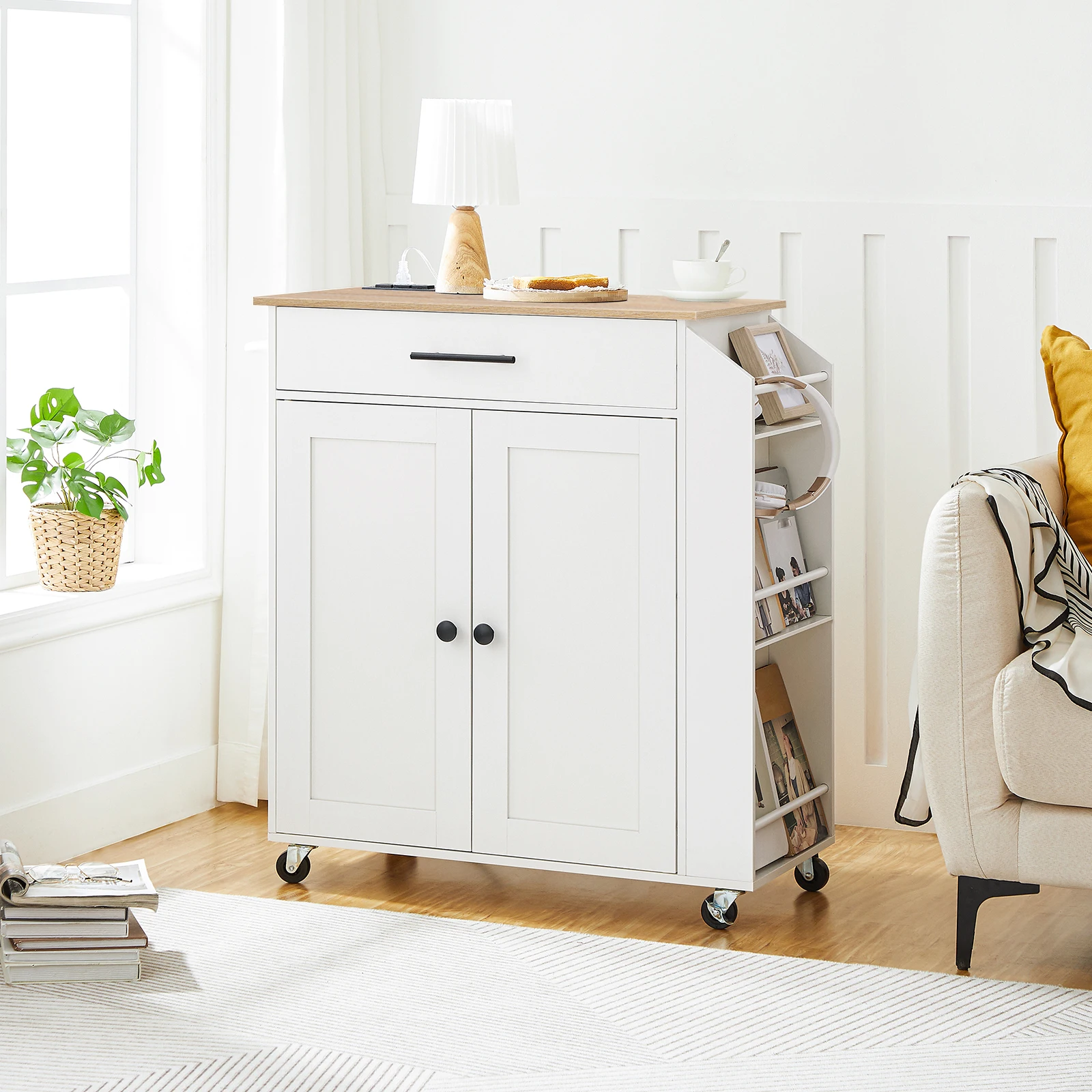 

Kitchen Island with Power Outlet, Kitchen Storage Island with Spice Rack and Drawer, Rolling Kitchen Cart on Wheels, for Home,