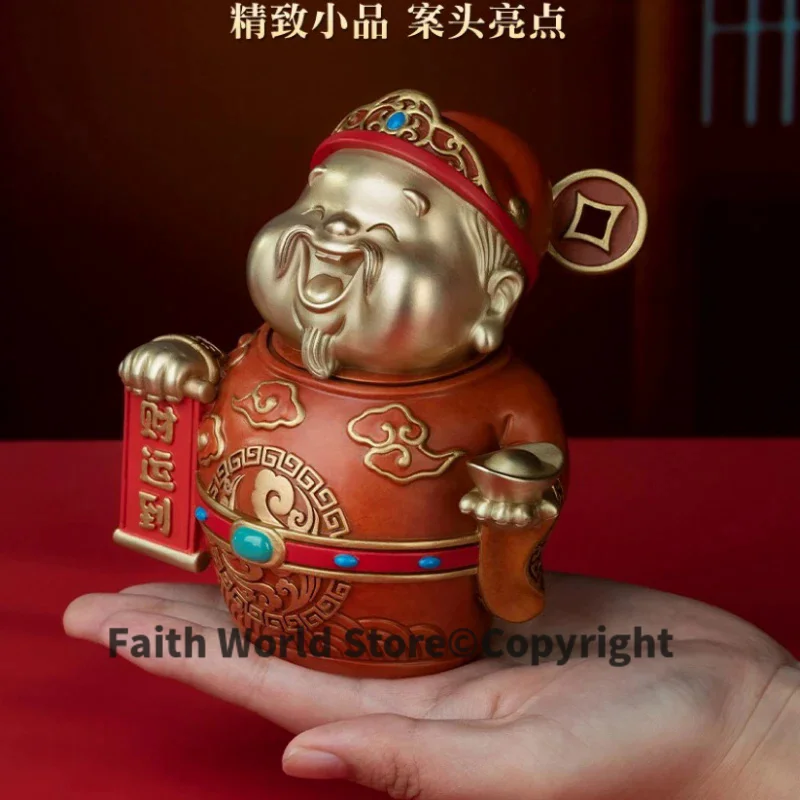 Excellent Business Present Gift Geomantic Mascot HOME CAR decor Bring good luck Recruit wealth God of wealth copper statue