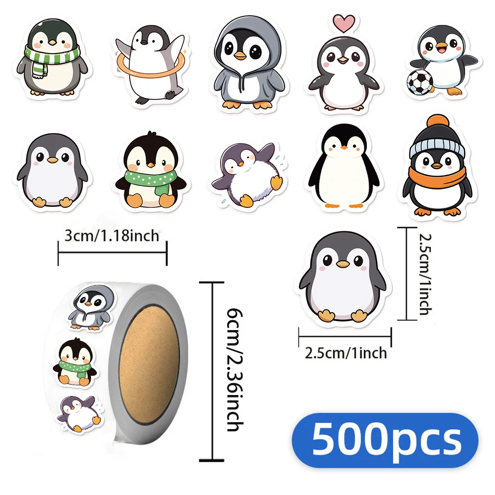 500 Uds. Pegatinas de grafiti tonto de pingüino lindo pegatinas de sellado decorativas patrones pequeños pegatinas de guitarra para monopatín de motocicleta