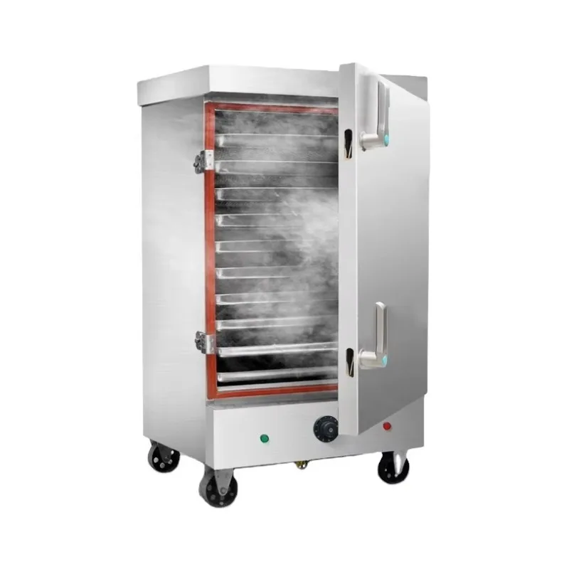 Commercial Rice Cooking Machine Electric Kettle Steaming Cabinet Food Steamer Bun Seafood Boiler 40L 12 Trays Cooking Equipment