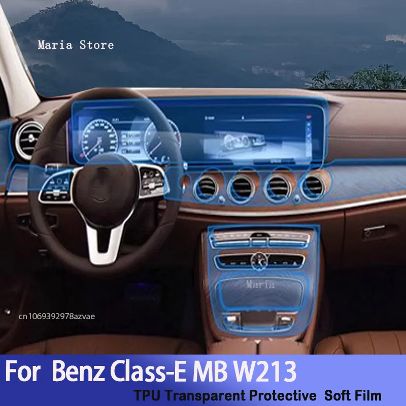 

For Benz Class-E MB W213(2016-2018)Car GPS Navigation Protective LCD TPU Screen Protector Anti-Scratch Film Fitting PPF