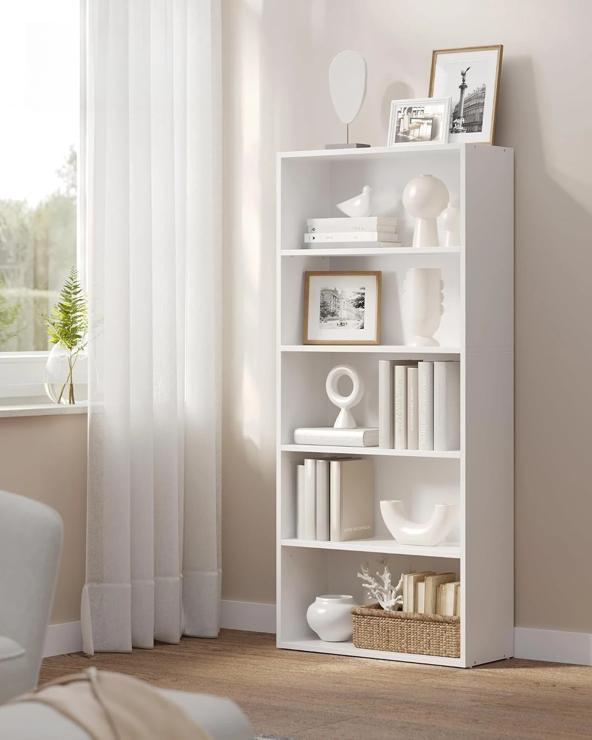 

Bookshelf, 5-Tier Bookcase, Book Shelf, Open Storage Shelf, 9.4 x 23.6 x 52.8 Inches, for Living Room, Home Office, Dinning Room