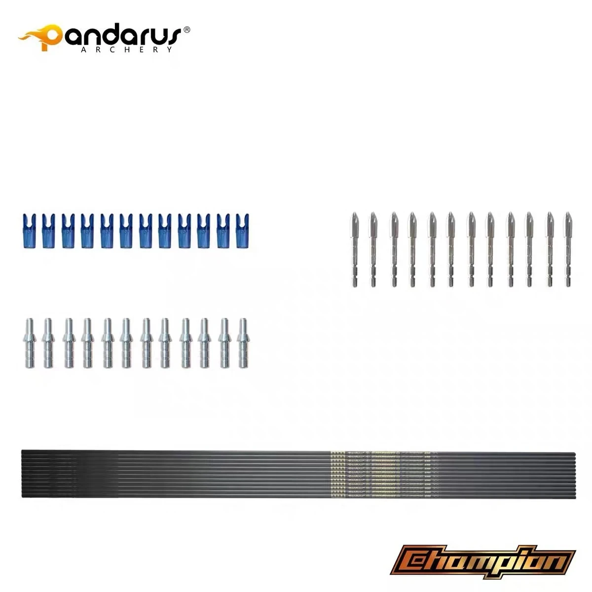 

12pcs pandarus champion ID4.2mm Pure Carbon Arrow Shaft Straightness 0.001 Arrow Tube With Arrow Point Pin Nocks