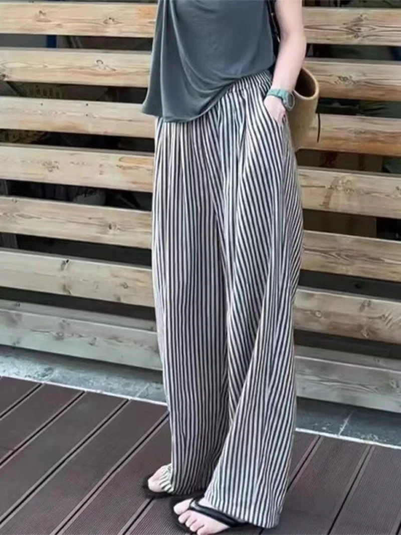 Korean version of fashionable casual straight leg wide leg pants for women's 2024 summer new large slimming and versatile AWKF