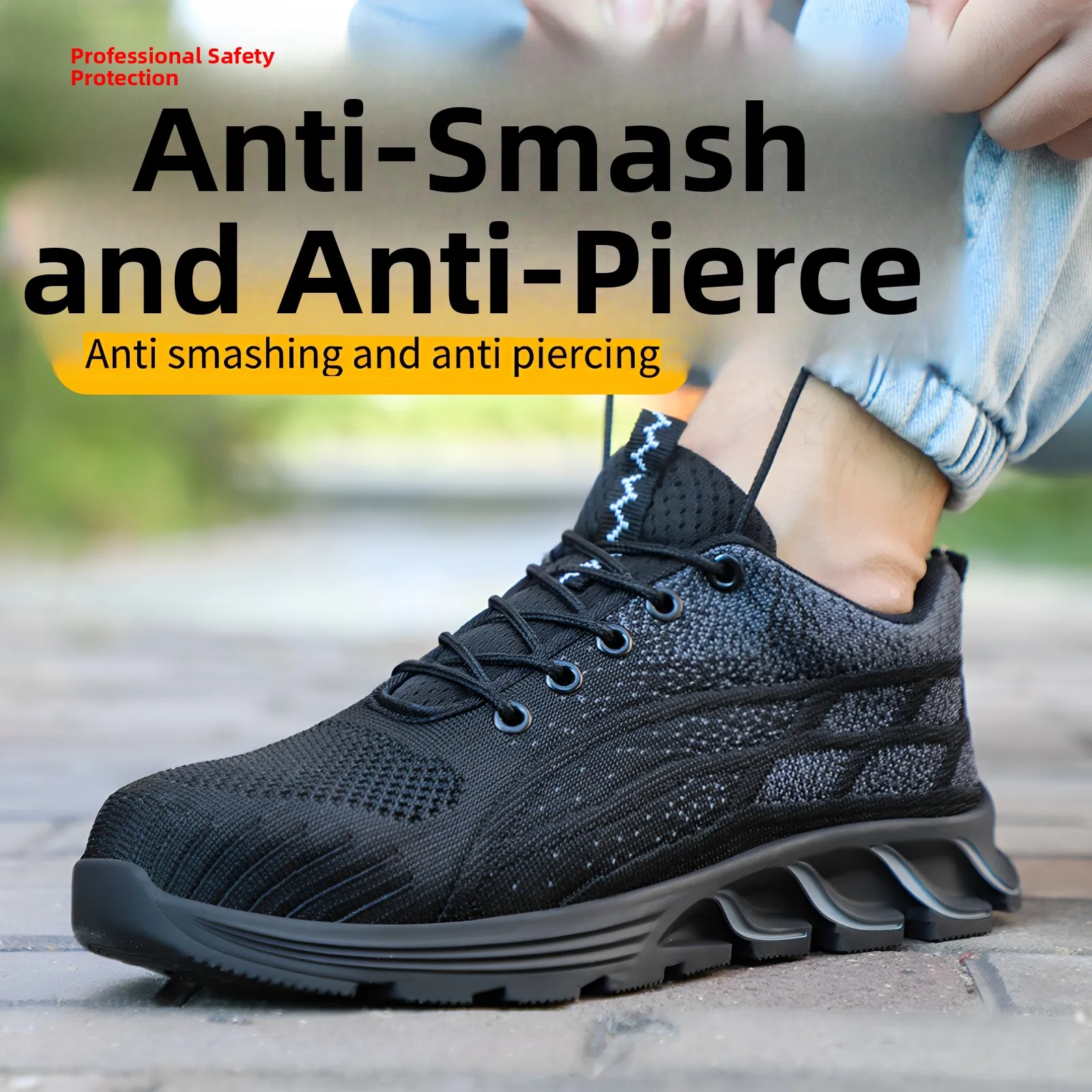 Fall Soft Bottom Lightweight Breathable Mesh Work Shoes Men's All-Match Anti-Crush Anti-Stab Labor Protection Shoes Wear-Resi...