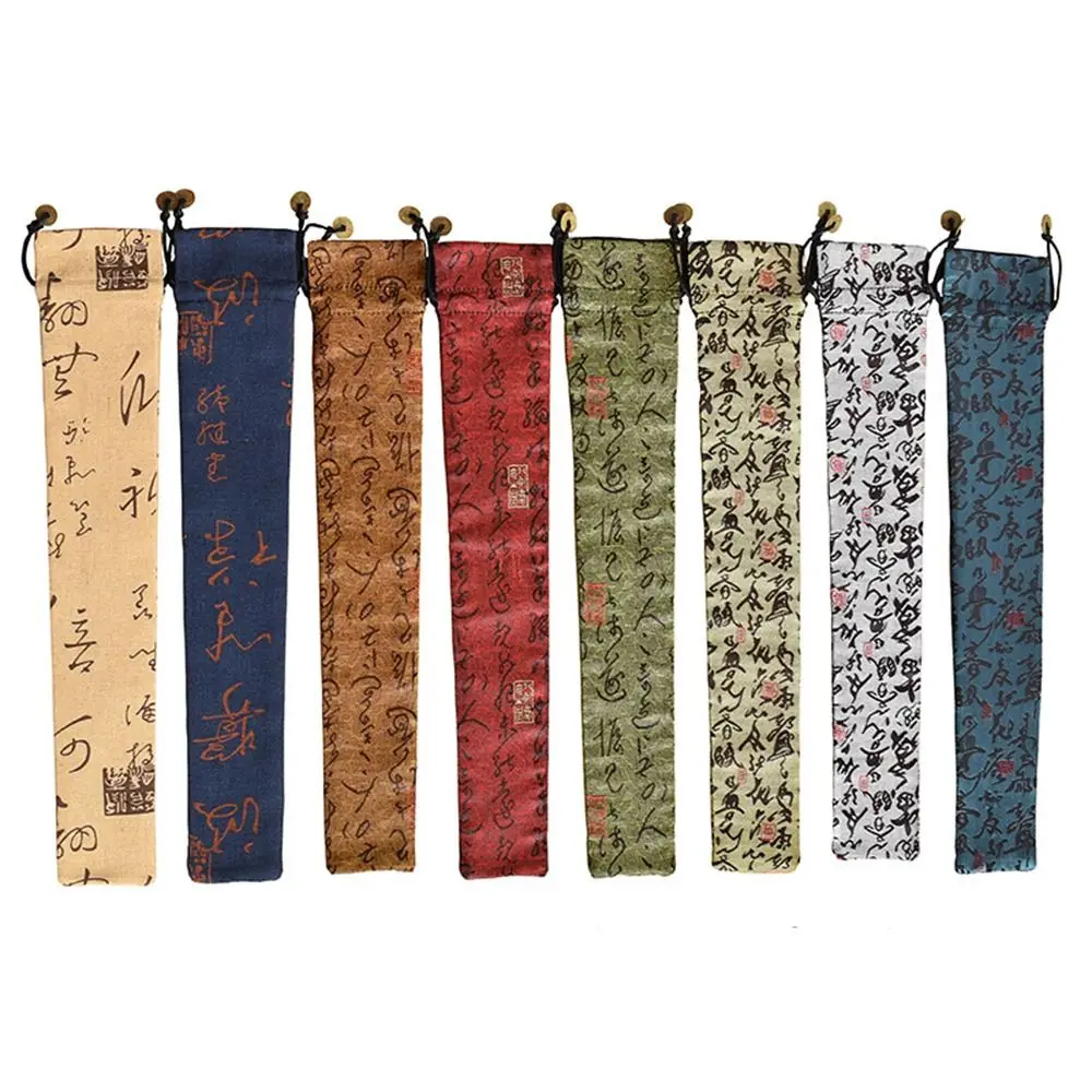 Chinese Brush Calligraphy Paintings Bag Gifts Packing Brocade Folding Hand Fan Bag High-end Vintage Flute Protector Case Cover