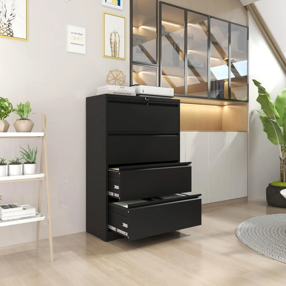 Secure 4-Drawer Metal File Cabinet for Home Office, Letter/Legal/F4/A4 Hanging Files Storage Solution