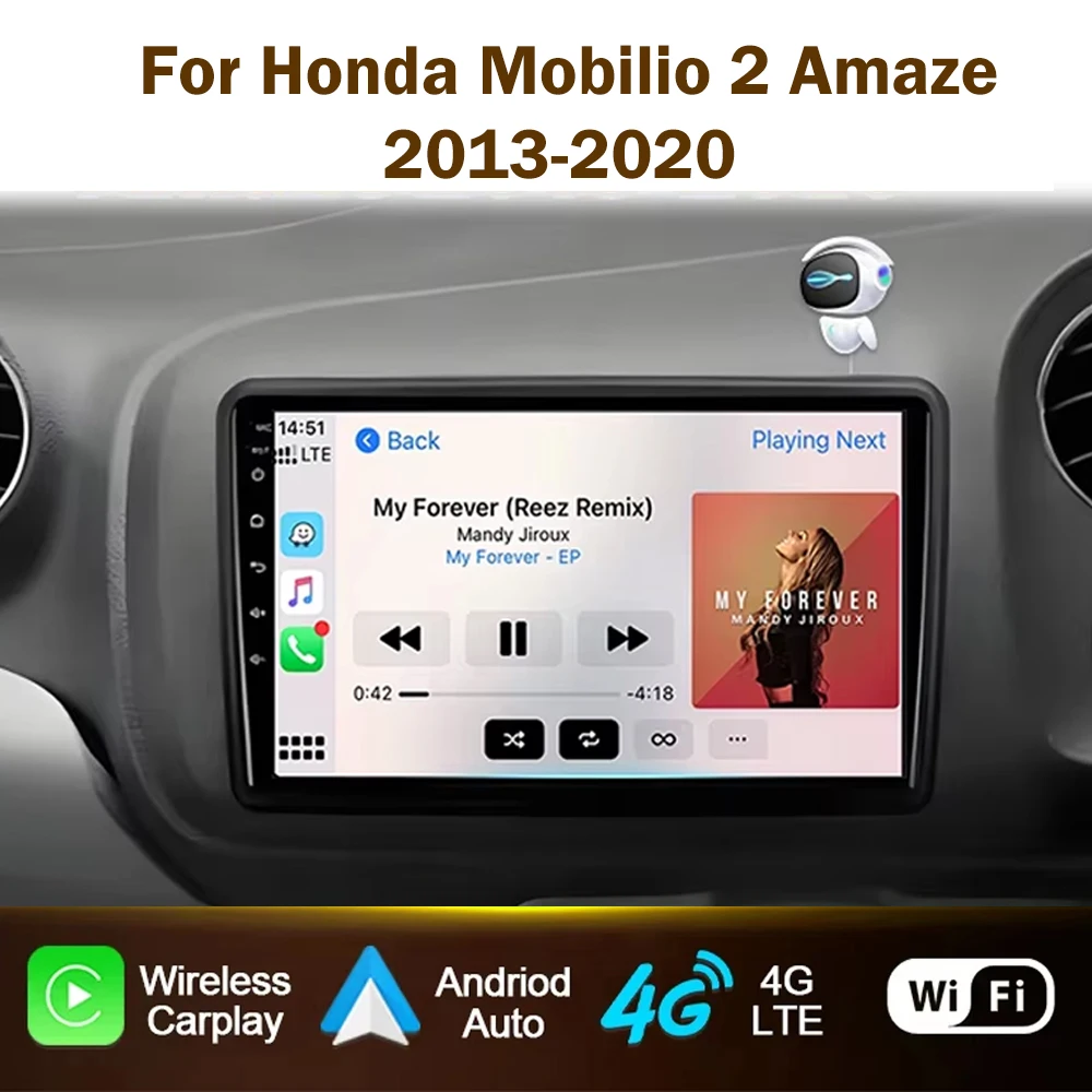 Car Radio Multimedia Video Player For Honda Mobilio 2 Amaze 2013-2020 9 Inch Android Stereo GPS Carplay Auto 2din DVD Head Unit