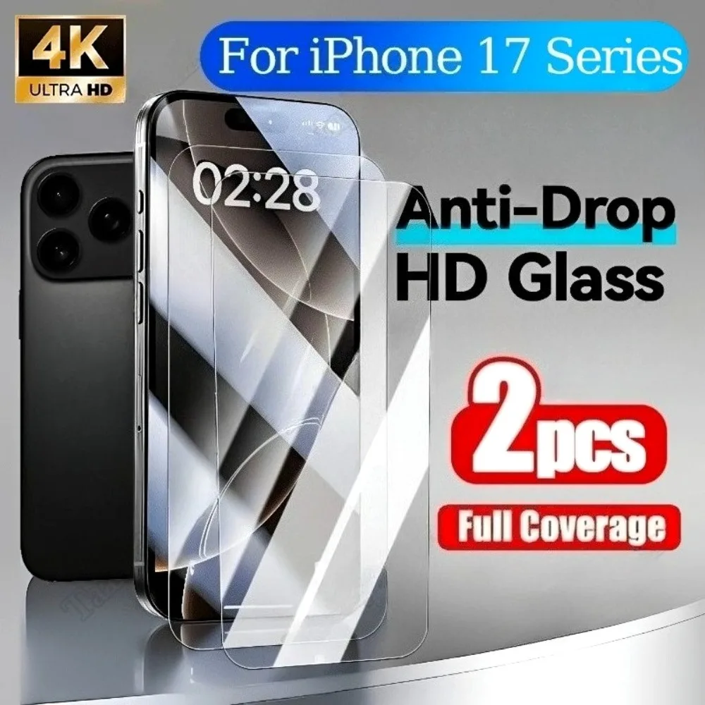 2 Stück hochklares gehärtetes Glas für iPhone 17 16 15 14 Pro Max Air 16 15 Plus Displayschutzfolie für iPhone 13 12 11 Pro XR XS Max
