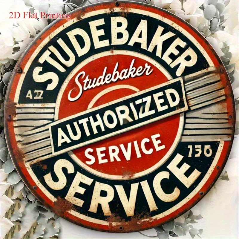 Diameter Round Metal Tin Sign Studebaker Authorized Service Vintage Retro Garage Man Cave Wall Decor Plaque