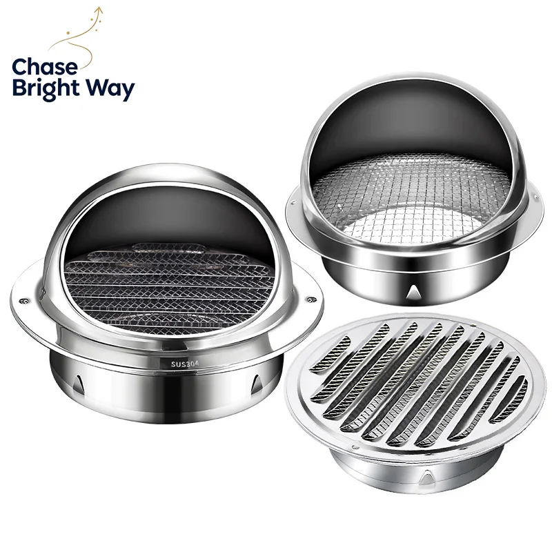Stainless Steel Round Vent Cover For Dryer Exhaust Vent HVAC System Wall Duct Vent