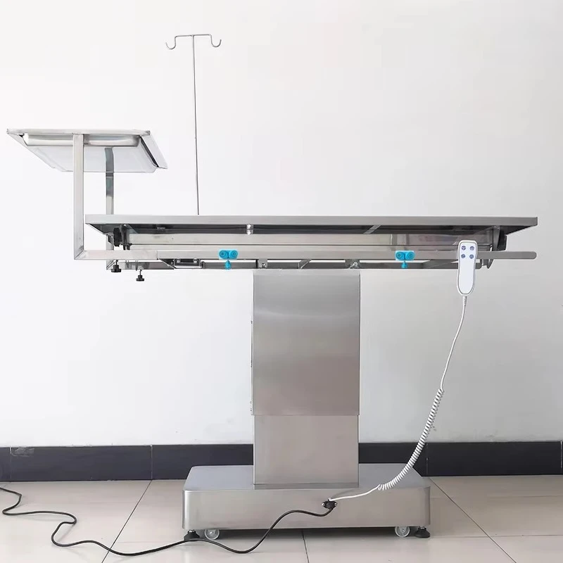 Good Price Electric Lifting Tilt Animal Operating Table 304 Stainless Steel Surface Strap Fixing Strap Removable Sink Equipment