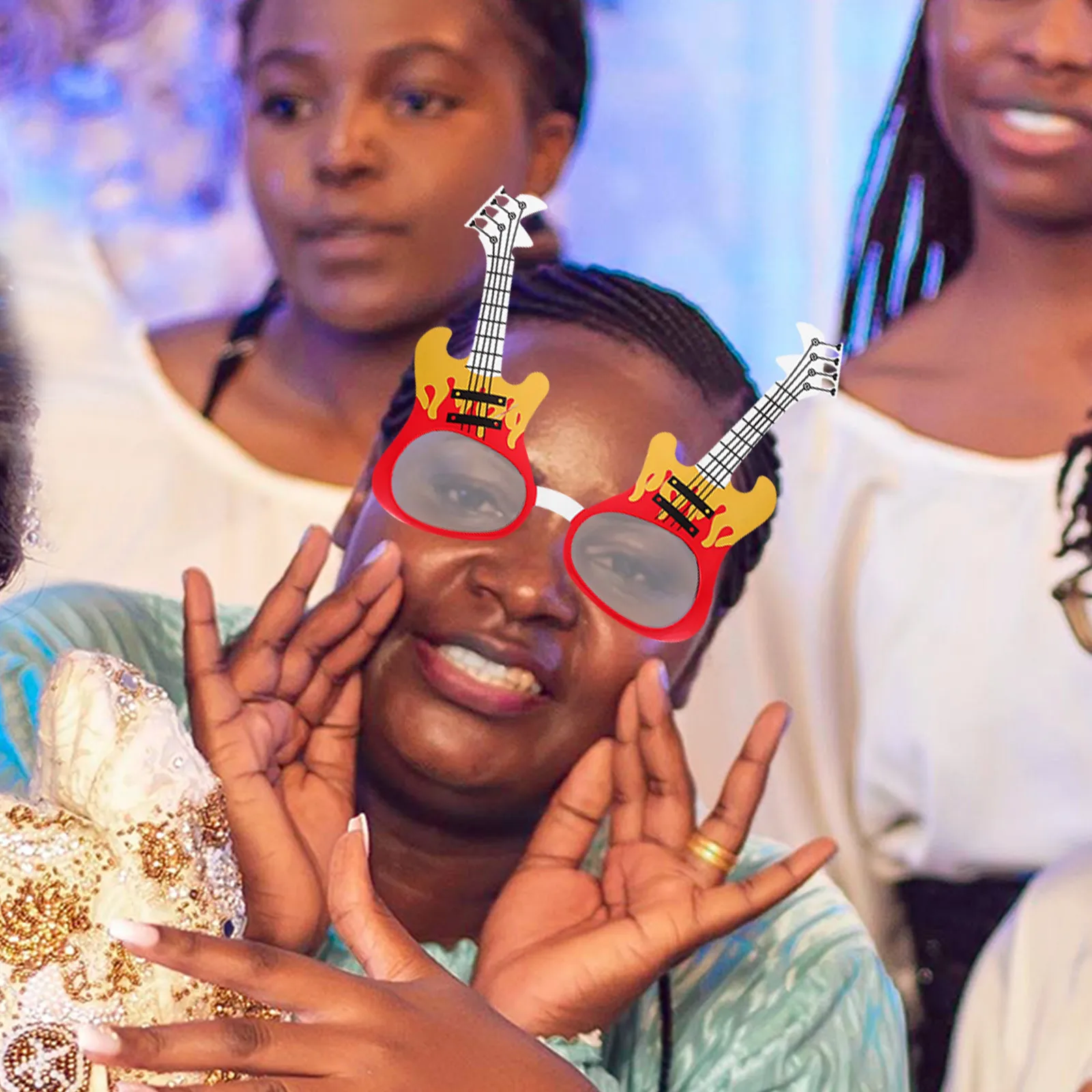 2Pairs الغيتار نمط ABS النظارات الطرف الديكور الدعامة مهرجان الموسيقى زي الاكسسوارات تصميم لافتة للنظر #5