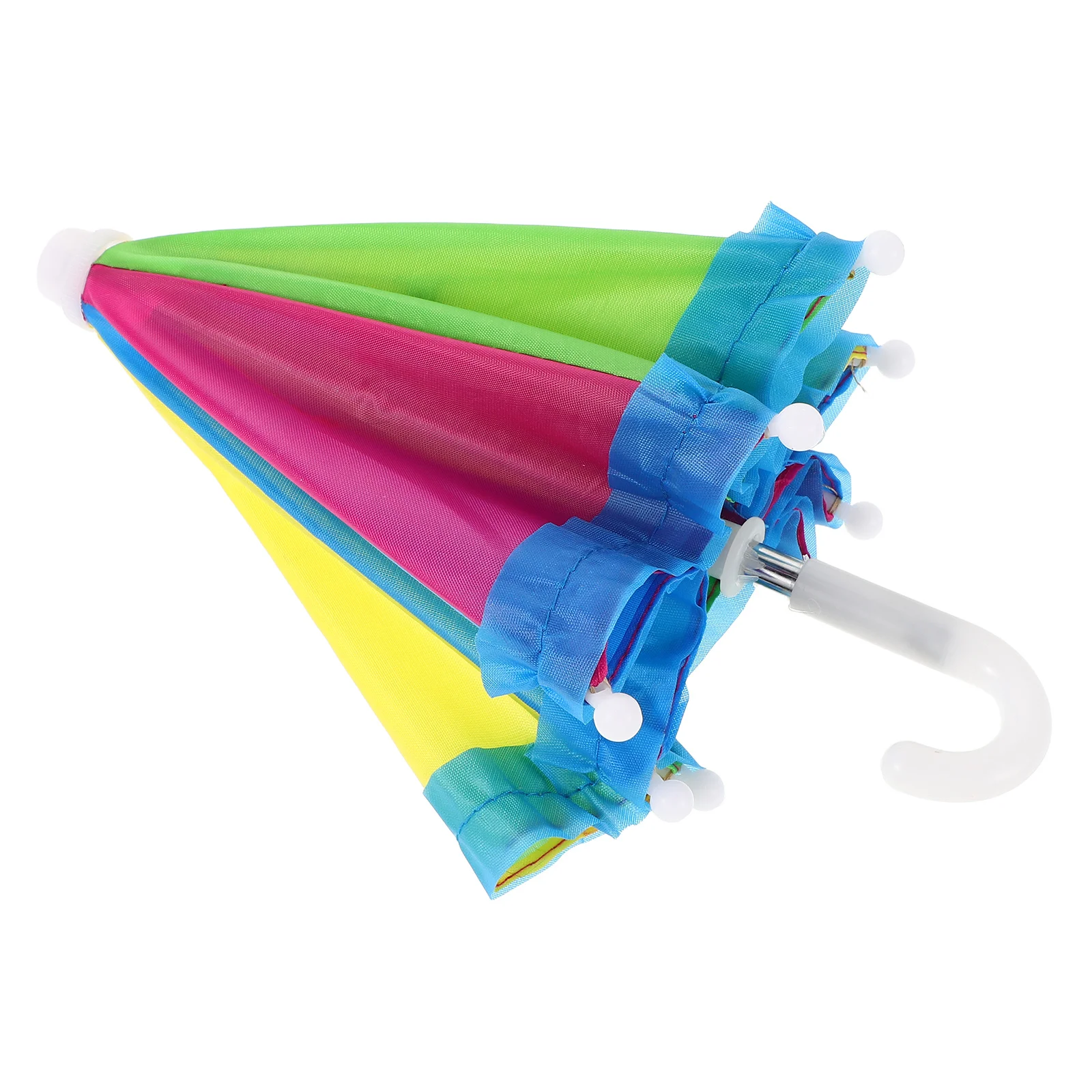 1 stks Mini Paraplu Leuke Regenboog Ontwerp Zachte Stof Kleine Paraplu Voor Meisjes Kids Fantasiespel Regen Accessoire Decor