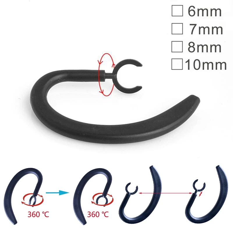 L74B Rotary Retractable Earhooks Rubber 8mm for 3 Earhook Holder Comfortable Ear Hooks for Running Jogging Gym