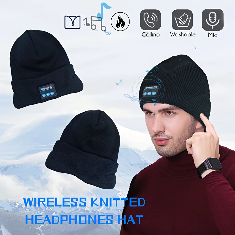 Unisex Bluetooth Headset Winter Hats Knitted Hats For Men Women Outdoor Lining Warm Sports Wireless Headphones Earphones Hats