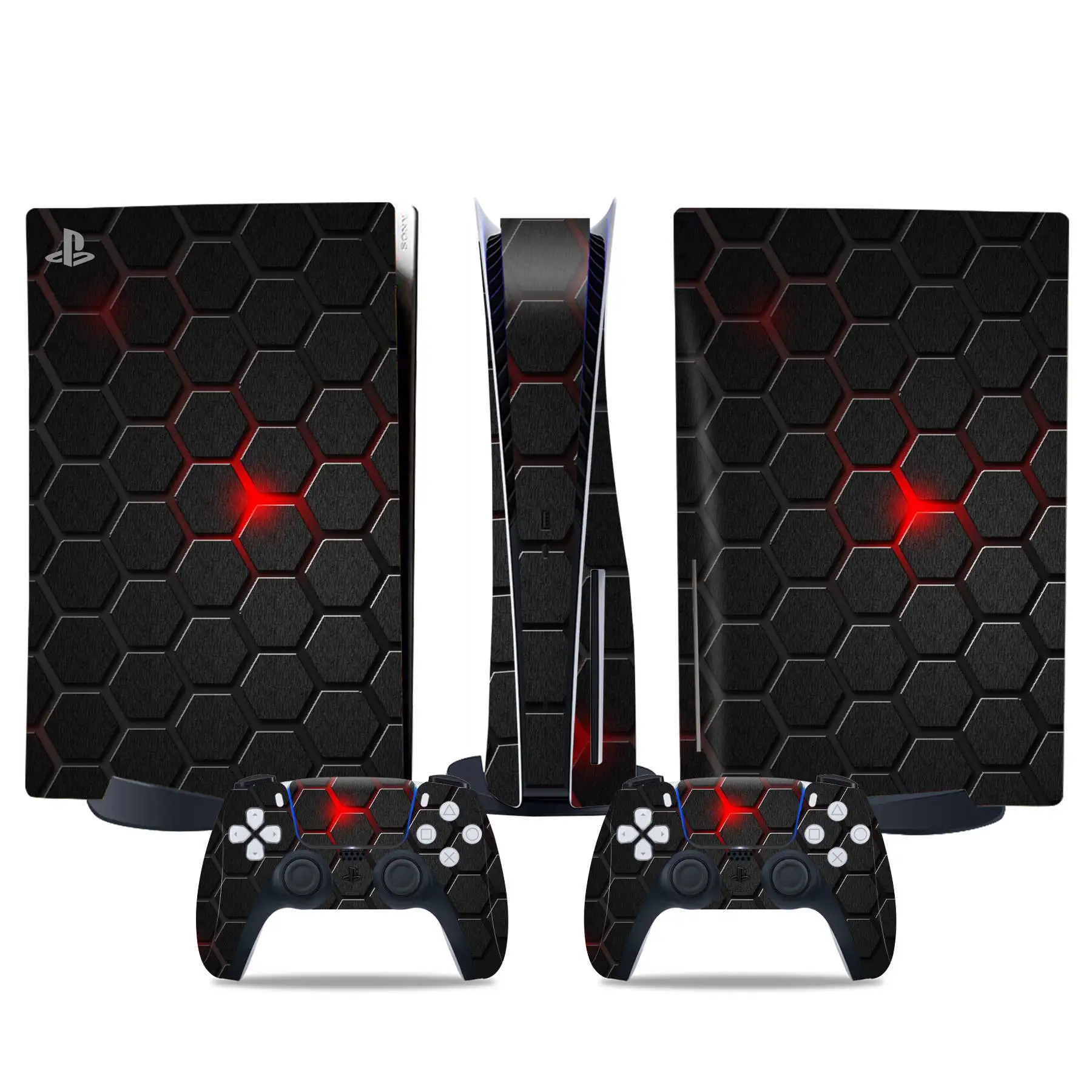 Наклейка из углеродного волокна для PS5 Disk Edition, наклейка для консоли PS5 и 2 контроллера