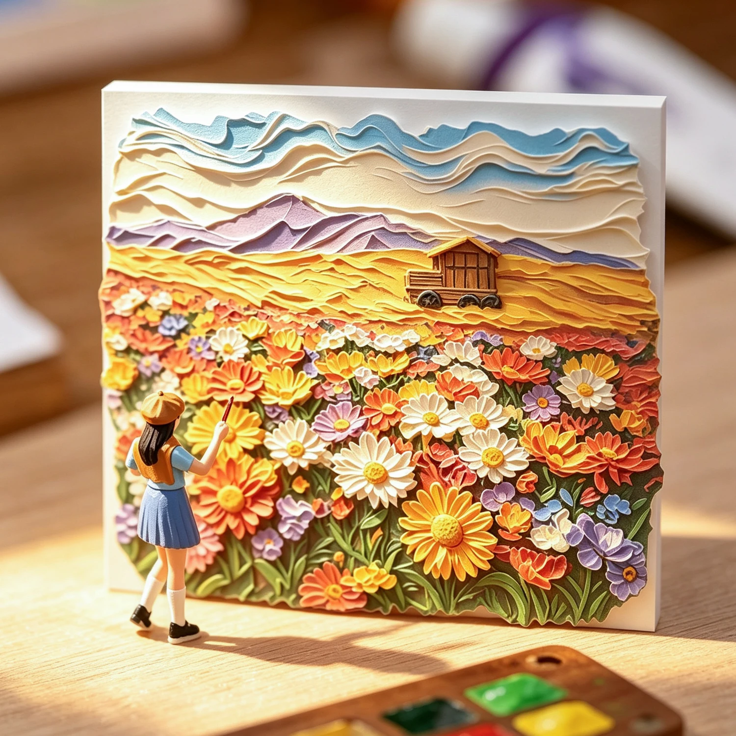 Vintage Oil Painting Flower Town Mountain Landscape Sticker Creative DIY Journal Material Collage Scrapbooking Stationery