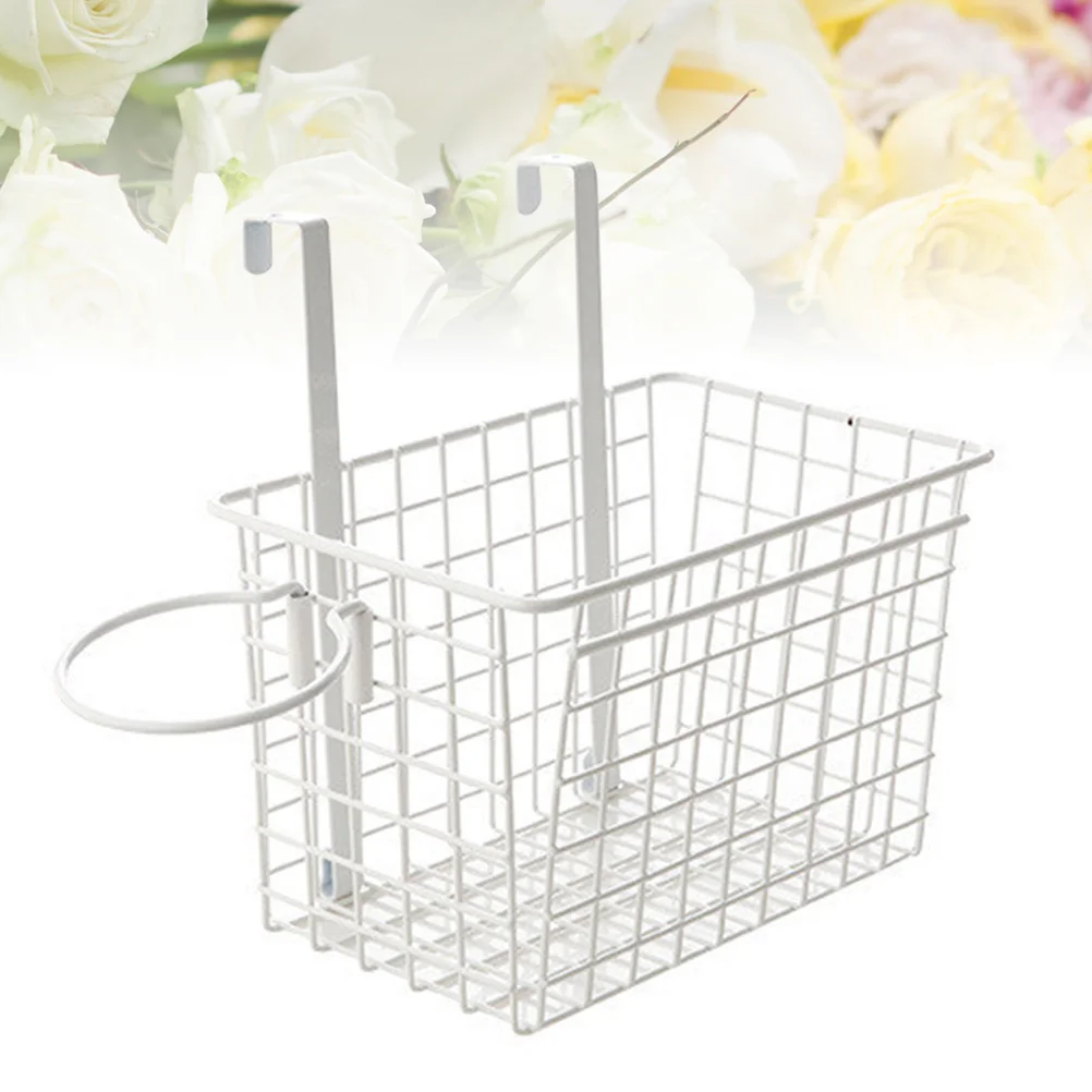 

Cupboard Door Hanging Storage Rack White Easy Install Hair Dryer Holder Organizer Storage Basket for Kitchen Bathroom