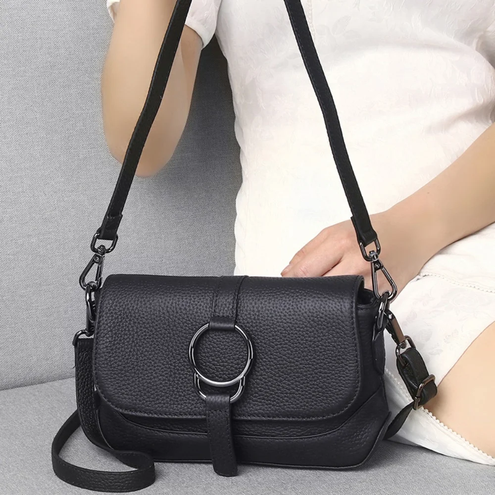 2023 New Fashion Genuine Leather Women\'s Crossbody Bag Women\'s Leisure Sandwich Cowhide Mom\'s Shoulder Bag