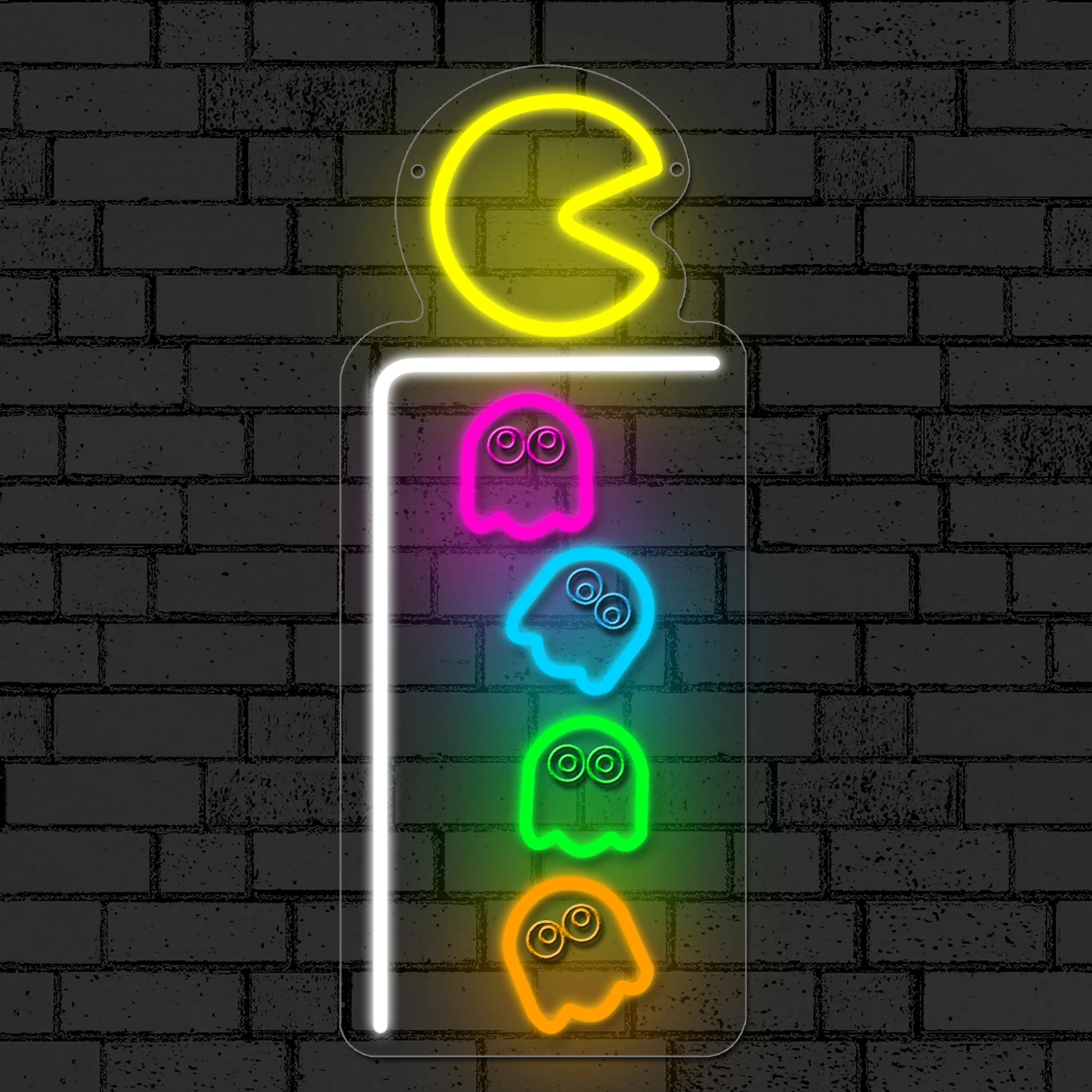 

1 arcade game neon sign, retro ghost decoration game room men's cave birthday Halloween Christmas gift