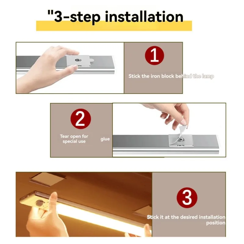 

CQMF-Smart светодиодный датчик движения-2200MA 30 см 3-цветный ночник с обнаружением человеческого тела для спальни, шкафа на открытом воздухе