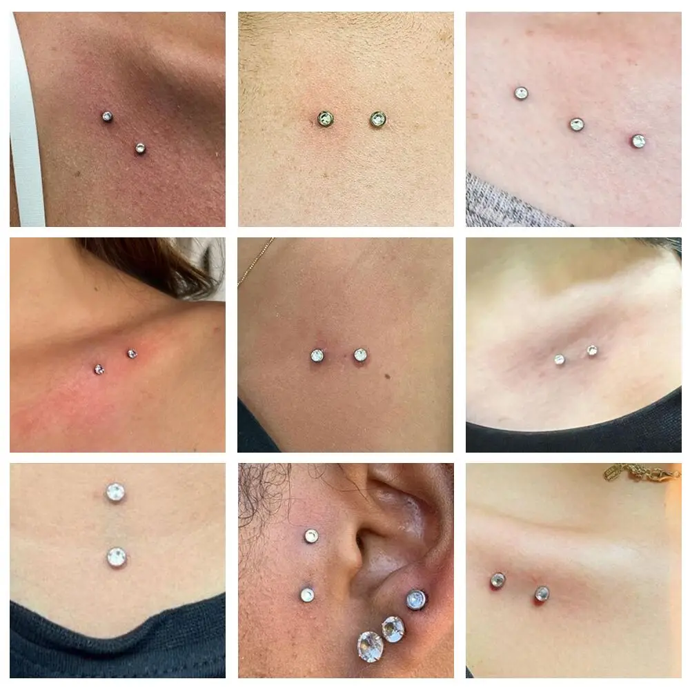 Piercings en Titane à Filetage Interne 14G, Barre de Surface en Clip CZ, Barbell Industriel, Micro Ancres Dermiques, Anneaux, Bijoux Sexuels pour le Corps, 1 Pièce