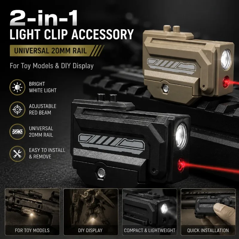 2-in-1 Light Clip Universal 20mm Rail Parts Fit Handheld Hobby Model Gear