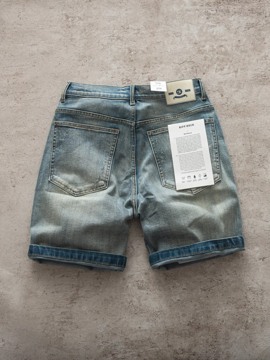 Summer New American Retro Slight Strech Scratch Denim Shorts Men's Fashion 70% Cotton Washed Old Straight Casual 5-point Pants