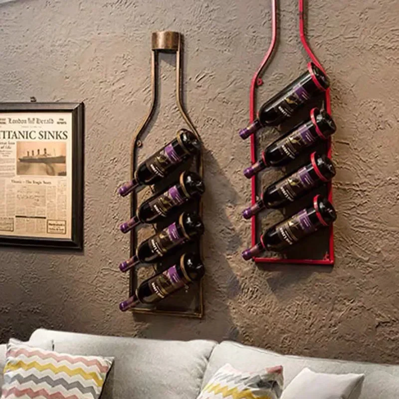 American Style Wine Wall Rack, Iron Art Hanging, Bar, Home, Living Room, Bar Counter, Mounted Wine Rack, Red Wine Rack