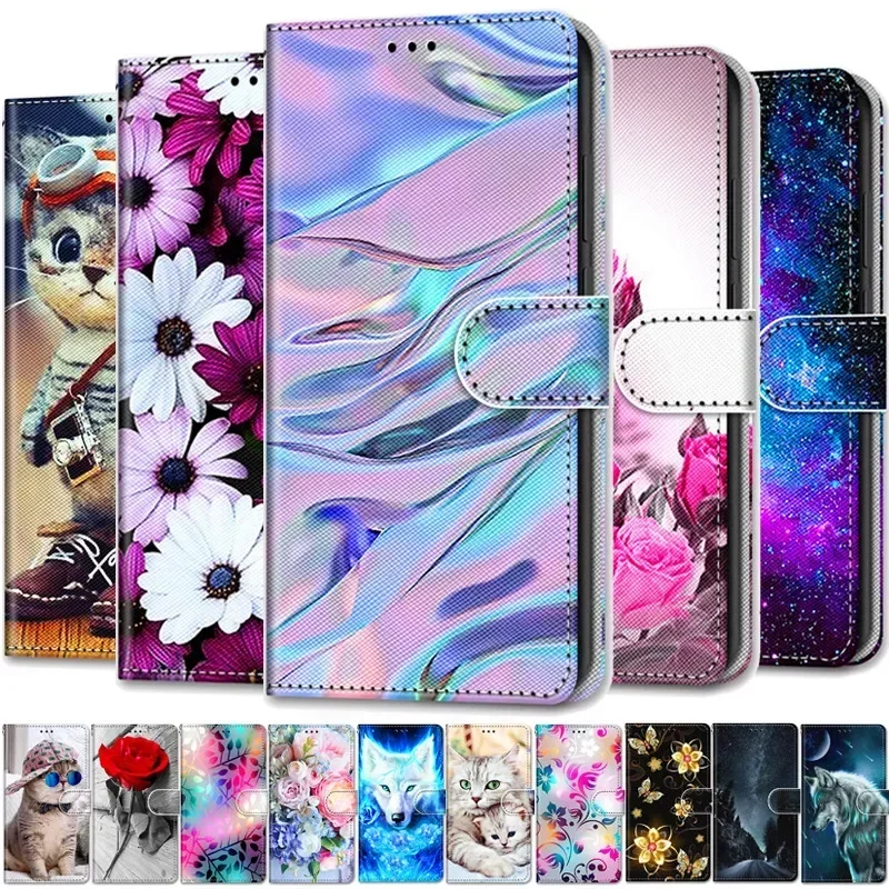 Кожаный магнитный чехол для Samsung Galaxy A35 A55 A05 A05S A25 5G A15 4G A356 A556 Phone Cover Flip Wallet Painted Funda Etui