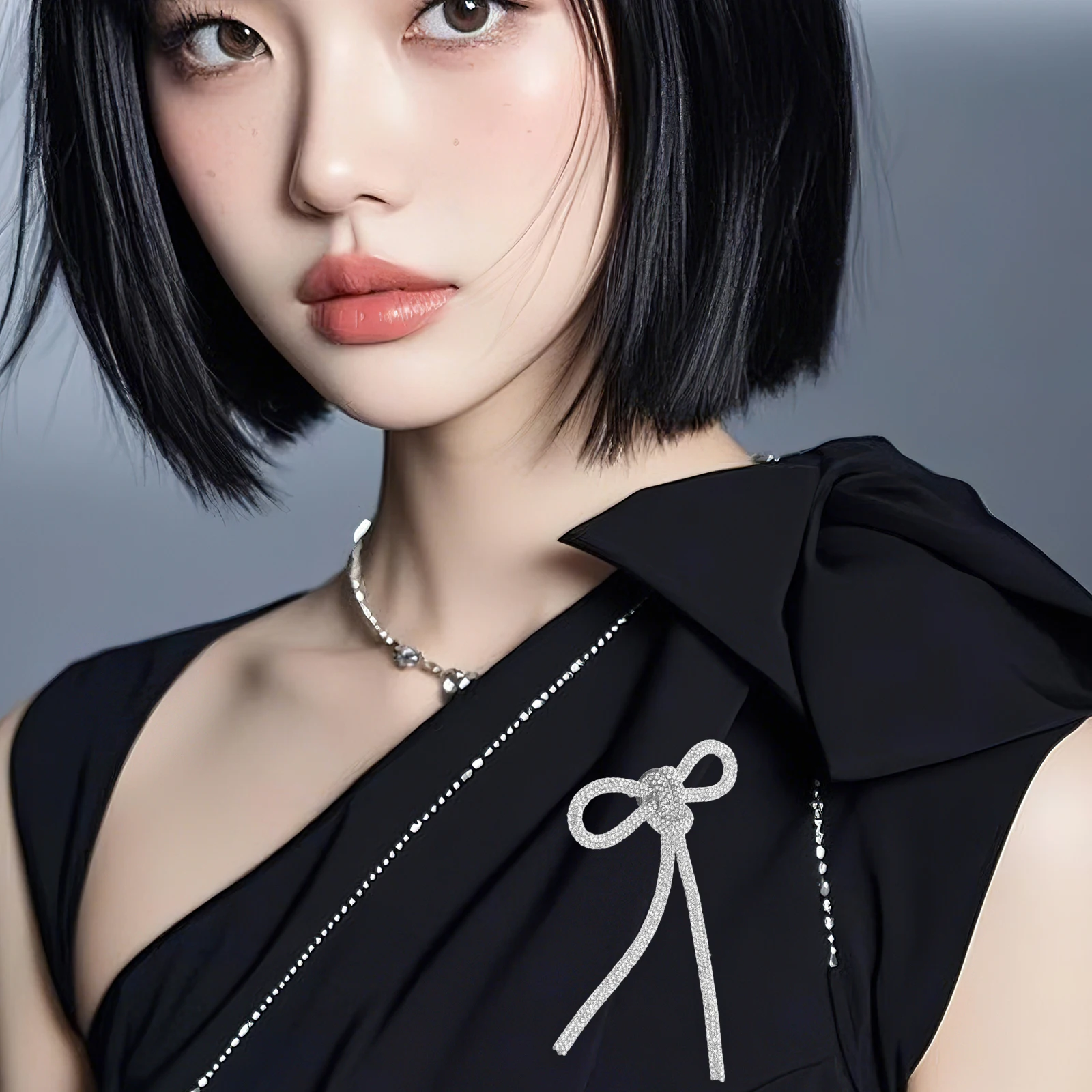 

Sophisticated Rhinestone Bow Brooch Pin Shiny Lapel Pin Women Fashion Accessory For Suits Dresses Scarves Jackets