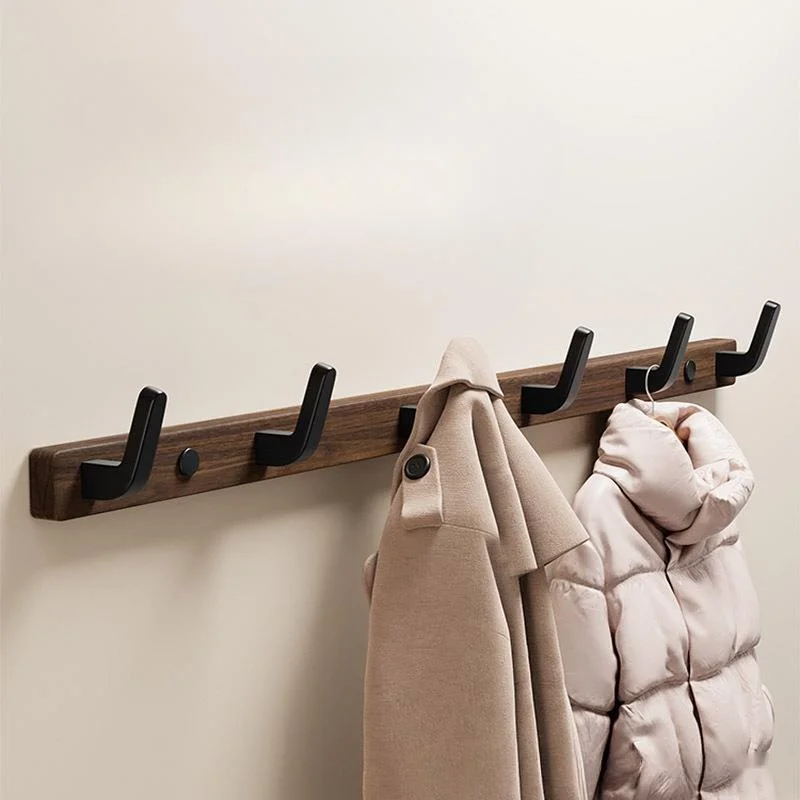 Free Punching Clothes Hook Solid Wood Wall Mounted Coat Rack Multifunctional Hanger For Bags Stable Load-bearing Storage Shelves