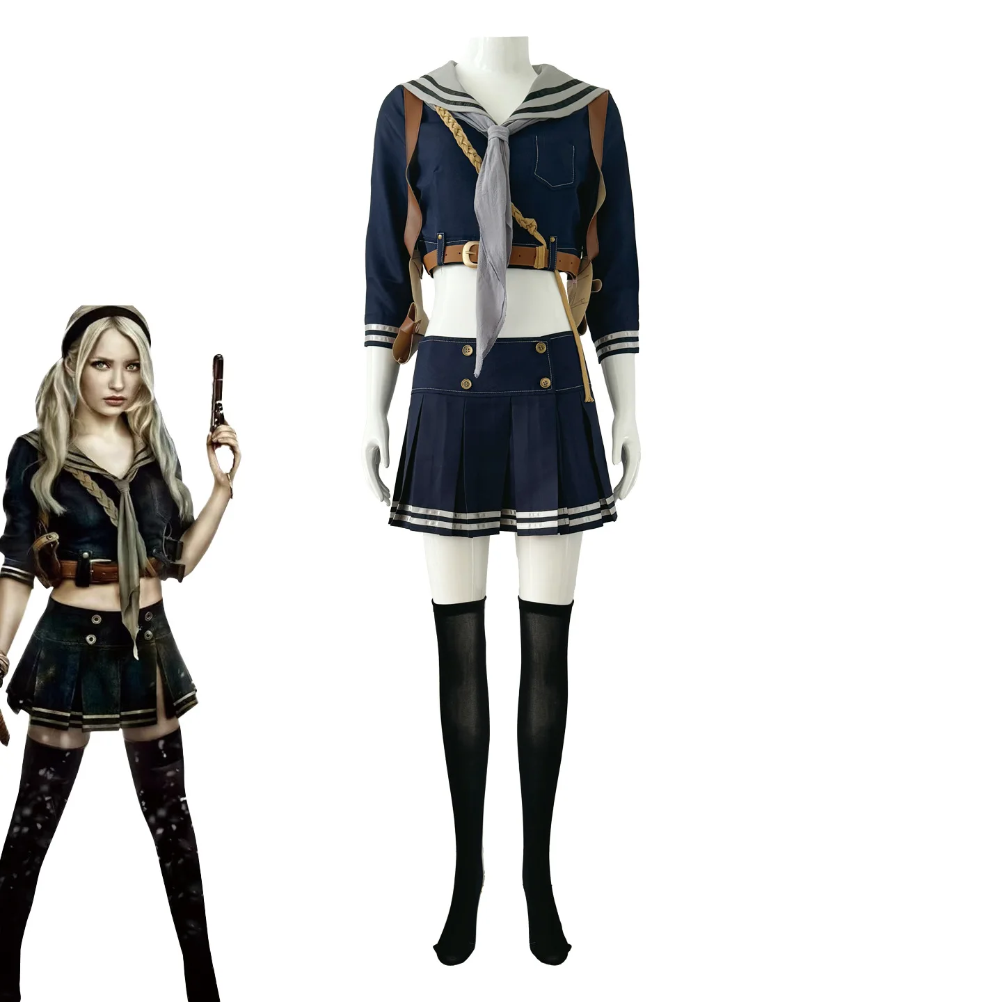 

Sucker Punch Cosplay Emily Browning Full Set Costume JK Uniform For Role-Playing