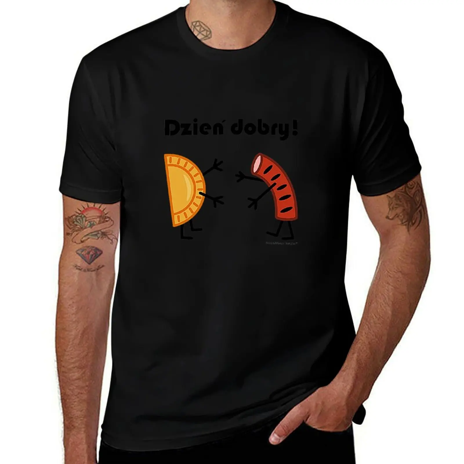 Friendly Polish Foods - Pierogi and Kielbasa - Dzien Dobry T-Shirt UV Protection Outdoor Tee Shirt T-Shirt