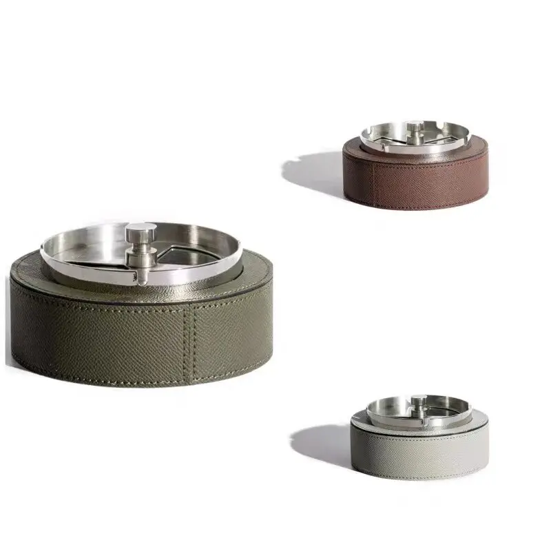 Leather Ashtray Metal Club Home Furnishing Hotel Sales Office Living Room Meeting Room Ornament Negotiation Table
