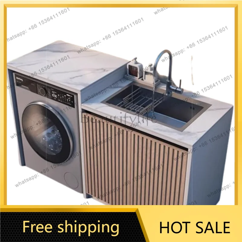 Best Sellers Best Sellers Nordic Creative Aluminum Sintered Stone Balcony Courtyard Laundry Cabinet Modern Simple Washer Sink B