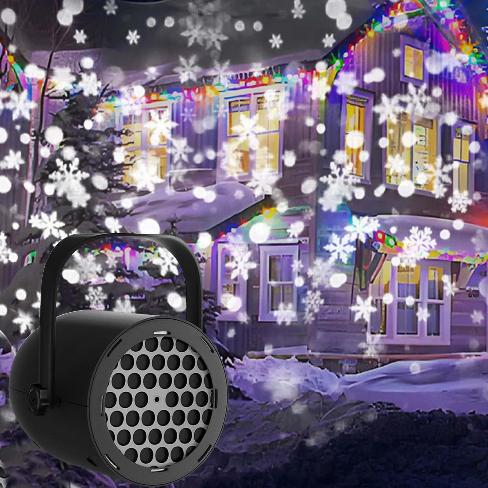 Christmas Projector Light 16 Pattern Rotating Snow Lamp 360 degree Xmas Dynamic White Snowflake Projector LED Snowfall Spotlight