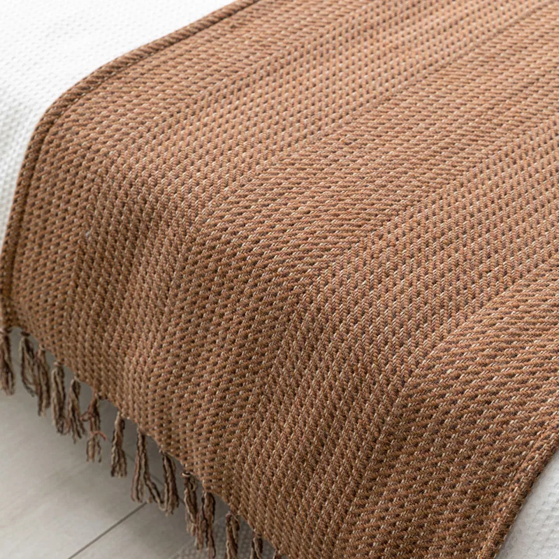 Modern Luxury Model Room Bed Flag Coffee Knitted Tassel Blanket Living Room Sofa Cover Blanket Hotel Homestay Bed Tail Scarf