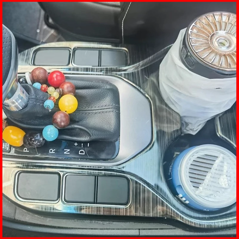 

Car Styling For Hyundai Santa Fe 2013-2017 Gear Shift Panel Cover Water Cup Holder Decoration Trim Auto Parts Accessories