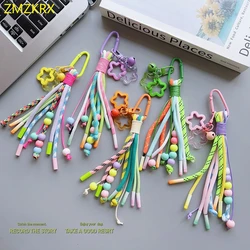 New Universal Braided Mobile Phone Lanyard Strap Cute Star Hanging Chain Ring Cord with Patch Wrist Strap Cell Phone Detachable