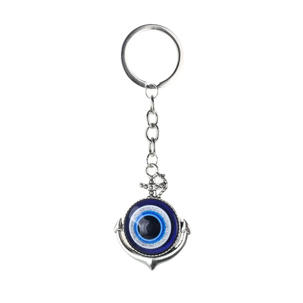 Turkey Blue Eye Keychain with Anchor Pendant Keyring for Protection from the Evil Eye Amulet Bag Charm Car Key Chain Souvenirs