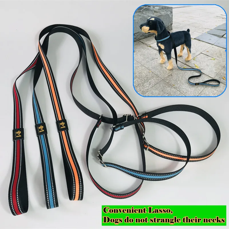 Dog Leash Slip Rope Lead Leash Heavy Duty Reflective webbing Adjustable Loop Collar Training for Large Dogs Explosion-proof