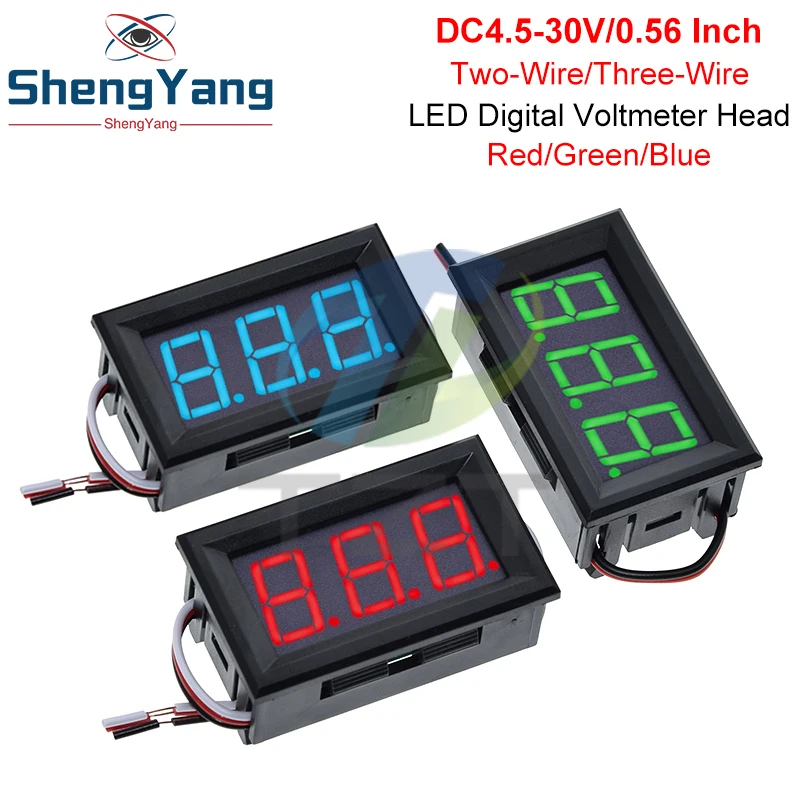 0.56 Inch Mini Red Green Blue LED Display Panel Voltage Meter Voltmeter Home Use Voltage 3 Three Digital DC 4.5V 30V 2 / 3 Wires