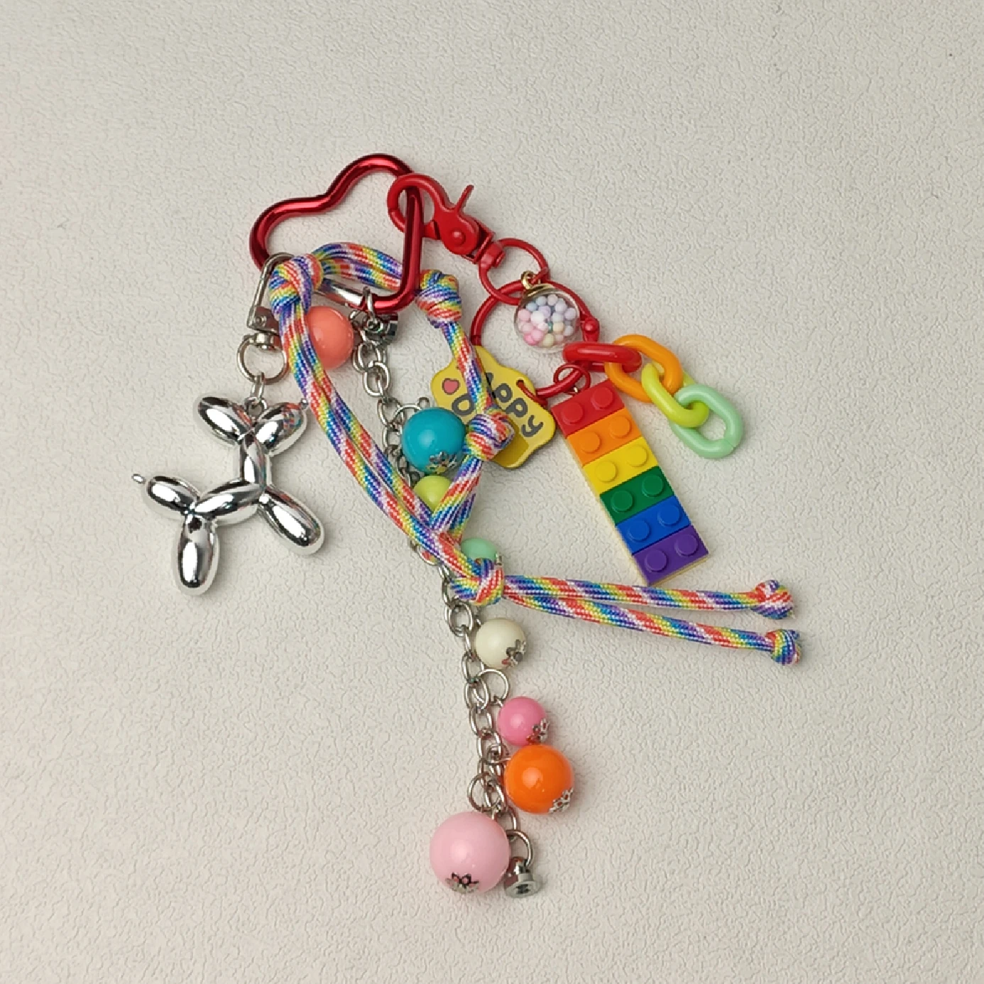 New 2025 Fashionable Ins Rainbow Beads Novel Hanging Chain Ropes Key Bag Pendant For Men And Women Jewelry Accessories
