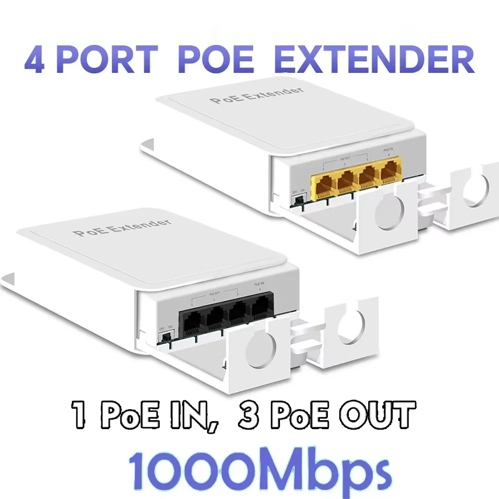 4 منافذ POE موسع POE موسع جيجابت مكرر 100/1000Mbps بطاقة الشبكة الخارجية IP55 VLAN 44-57V لكاميرا POE Wierless AP #1